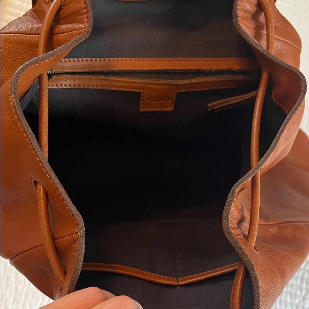 Leather Drawstring Backpack - madewell leather ba… - image 4